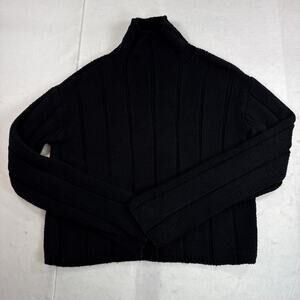 Polo Sport 90s Vintage Black Ribbed Turtleneck Chunky Knit Pullover Women’s L